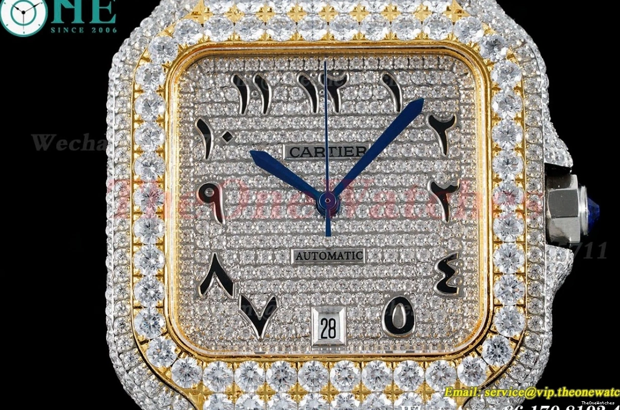 40mm Arab YG MY9015 SS Dia AMG XL Mens 100 Santos SS 0424